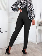 Pantalones largos con botones de color liso y cintura alta